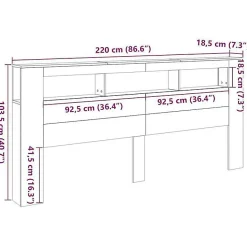 Tête de lit à LED vieux bois 220x18,5x103,5cm bois d'ingénierie vidaXL
