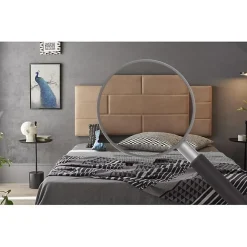 Tête de lit 160 Mur Brique Tissu Anti-Tache 162x57x5cm Camel Clair. ECCOX