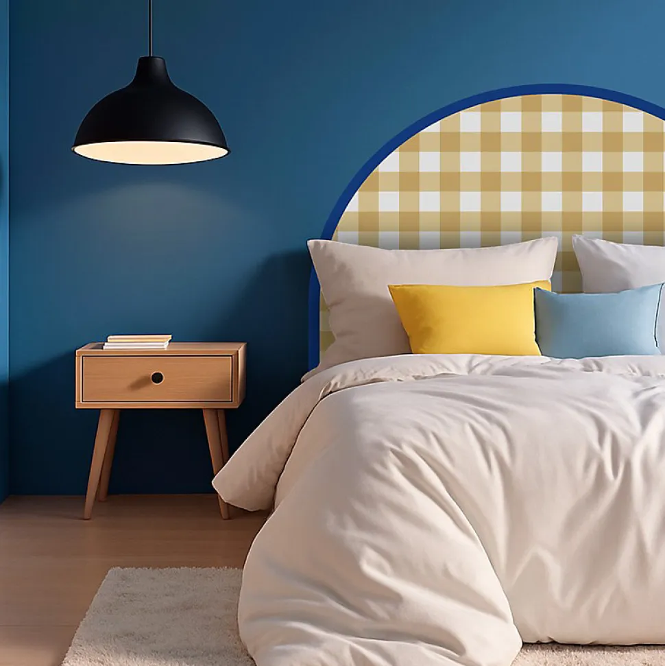 Tête de lit - Vichy - intissé 225g/m² - pré-encollé - Jaune - 110x160cm