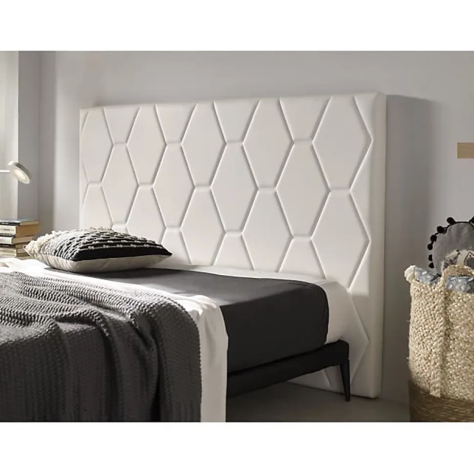 Tête de lit Agata en similicuir blanc pour lit 105 115x115x8. ECCOX