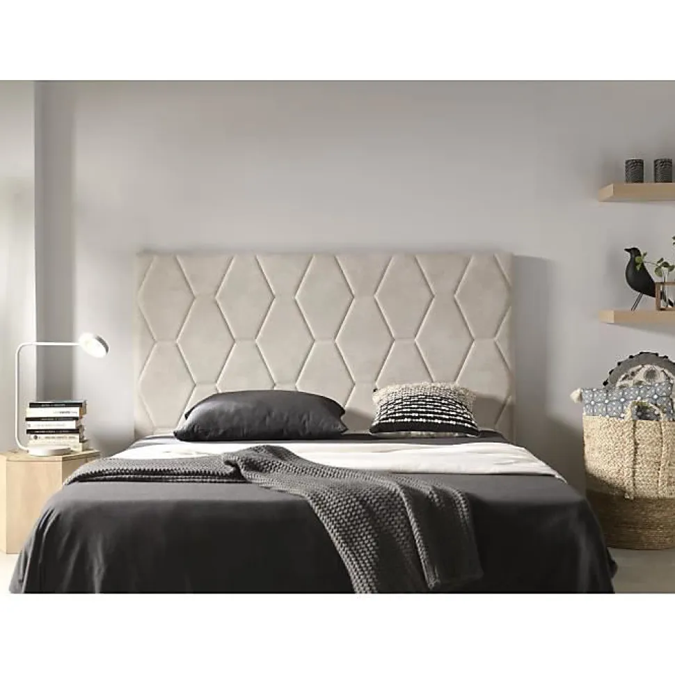 Tête de lit Agata en tissu gris blanc lit 80 115x115x8. ECCOX