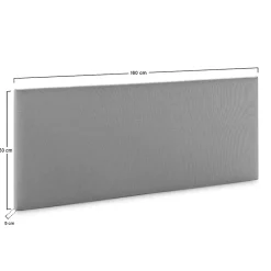 Tête de lit Aura recouverte de tissu Gris Clair 160x60 cm