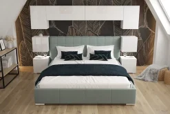 Tête de lit avec rangement Armoire - pont de lit PANAMA 13/HG/W/2-1C blanc/blanc brillant 280x182x35cm