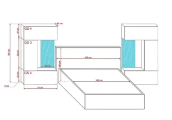Tête de lit avec rangement Armoire - pont de lit PANAMA 1/21S/M5 chêne sonoma 345-385x159cm
