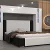 Tête de lit avec rangement Armoire - pont de lit PANAMA 8/21W/HG2-1B blanc/blanc brillant 240x184x35cm