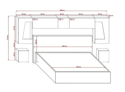 Tête de lit avec rangement Armoire - pont de lit PANAMA 11HG/W/2-1C blanc/blanc brillant 306x173x35cm