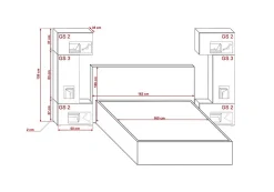 Tête de lit avec rangement Armoire - pont de lit PANAMA 3/21S/M5 chêne sonoma 282-322x159x35cm
