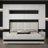 Tête de lit avec rangement Armoire - pont de lit PANAMA 4/M/W/3-1A blanc 256x223x35cm