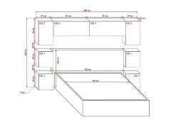 Tête de lit avec rangement Armoire - pont de lit PANAMA 13/HG/W/1-1A blanc/blanc brillant 256x182x35cm