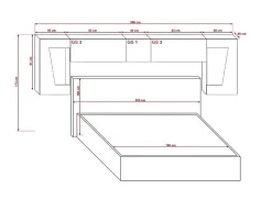 Tête de lit avec rangement Armoire - pont de lit PANAMA 9HG/W/2-1C blanc/blanc brillant 306x91x35cm