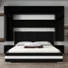 Tête de lit avec rangement Armoire - pont de lit PANAMA 4/HG/B/1-1C noir/noir brillant 280x223x35cm