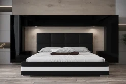 Tête de lit avec rangement Armoire - pont de lit PANAMA 6/21B/HG1-1A noir/noir brillant 323x167x35cm