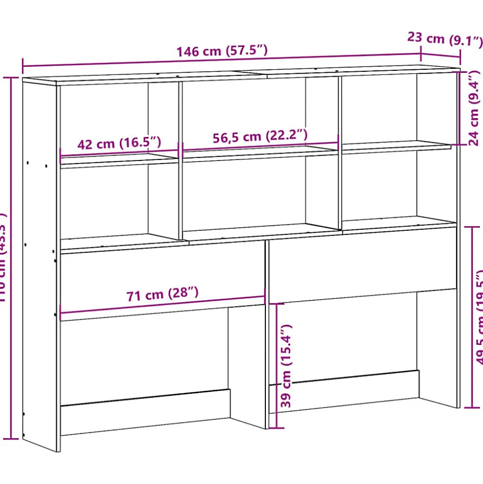 Tête de lit avec rangement blanc 140 cm bois massif de pin vidaXL