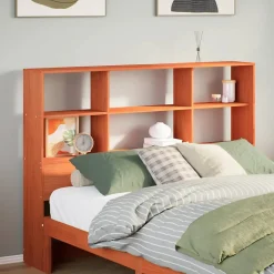 Tête de lit avec rangement cire marron 160cm bois massif de pin vidaXL