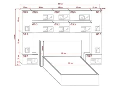 Tête de lit avec rangement Armoire - pont de lit PANAMA 7/M/W/4-1C blanc mat 300x213x35cm