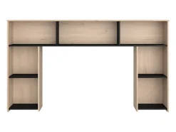 Tête de lit avec rangements 140 cm - Coloris : Naturel et noir - KINSELIA