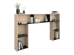 Tête de lit avec rangements 140 cm - Coloris : Naturel et noir - KINSELIA