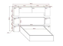 Tête de lit avec rangement Armoire - pont de lit PANAMA 13/HG/W/2-1B blanc/blanc brillant 240x182x35cm