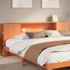 Tête de lit avec rangement cire marron 200cm bois massif de pin vidaXL