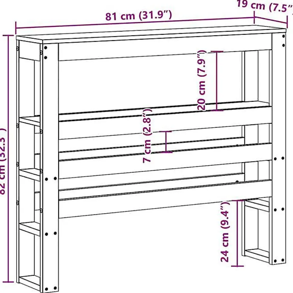 Tête de lit avec étagères 75 cm bois massif de pin vidaXL