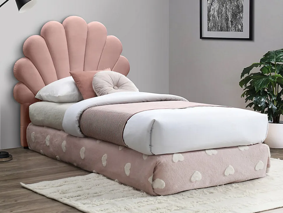 Tête de lit coquillage - 90 cm - Velours - Rose - MOANA