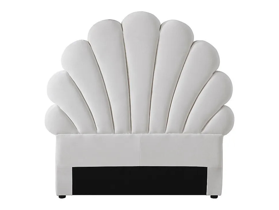Tête de lit coquillage - 90 cm - Velours - Blanc - MOANA
