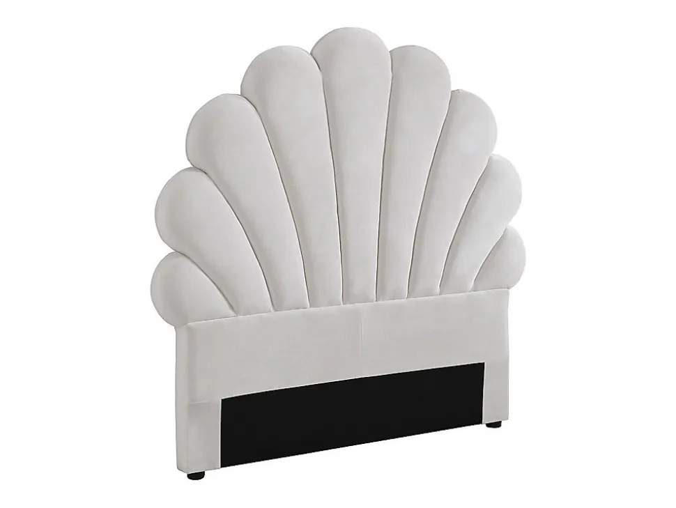 Tête de lit coquillage - 90 cm - Velours - Blanc - MOANA