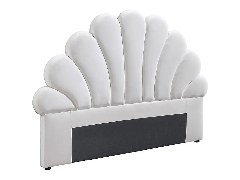 Tête de lit coquillage - 140 cm - Velours - Blanc - MOANA