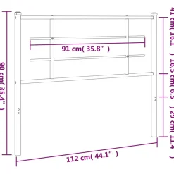 Tête de lit de remplacement métal noir 107 cm vidaXL