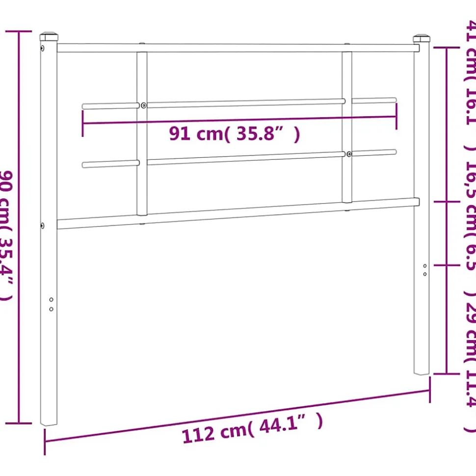 Tête de lit de remplacement métal noir 107 cm vidaXL