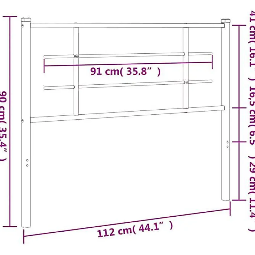 Tête de lit de remplacement métal noir 107 cm vidaXL