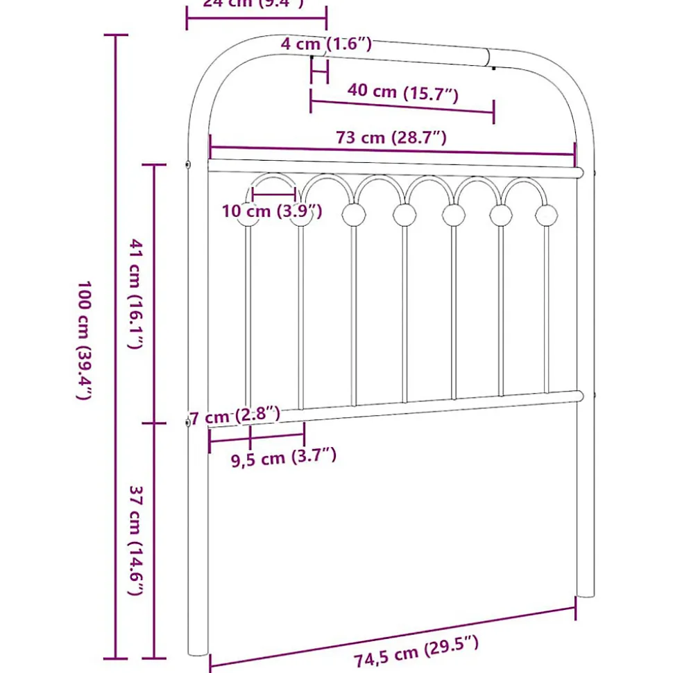 Tête de lit de remplacement métal blanc 75 cm vidaXL
