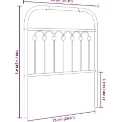 Tête de lit de remplacement métal blanc 75 cm vidaXL