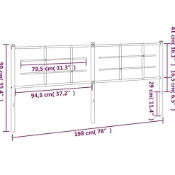 Tête de lit de remplacement métal blanc 193 cm vidaXL