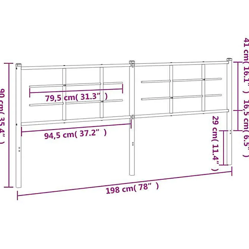 Tête de lit de remplacement métal blanc 193 cm vidaXL