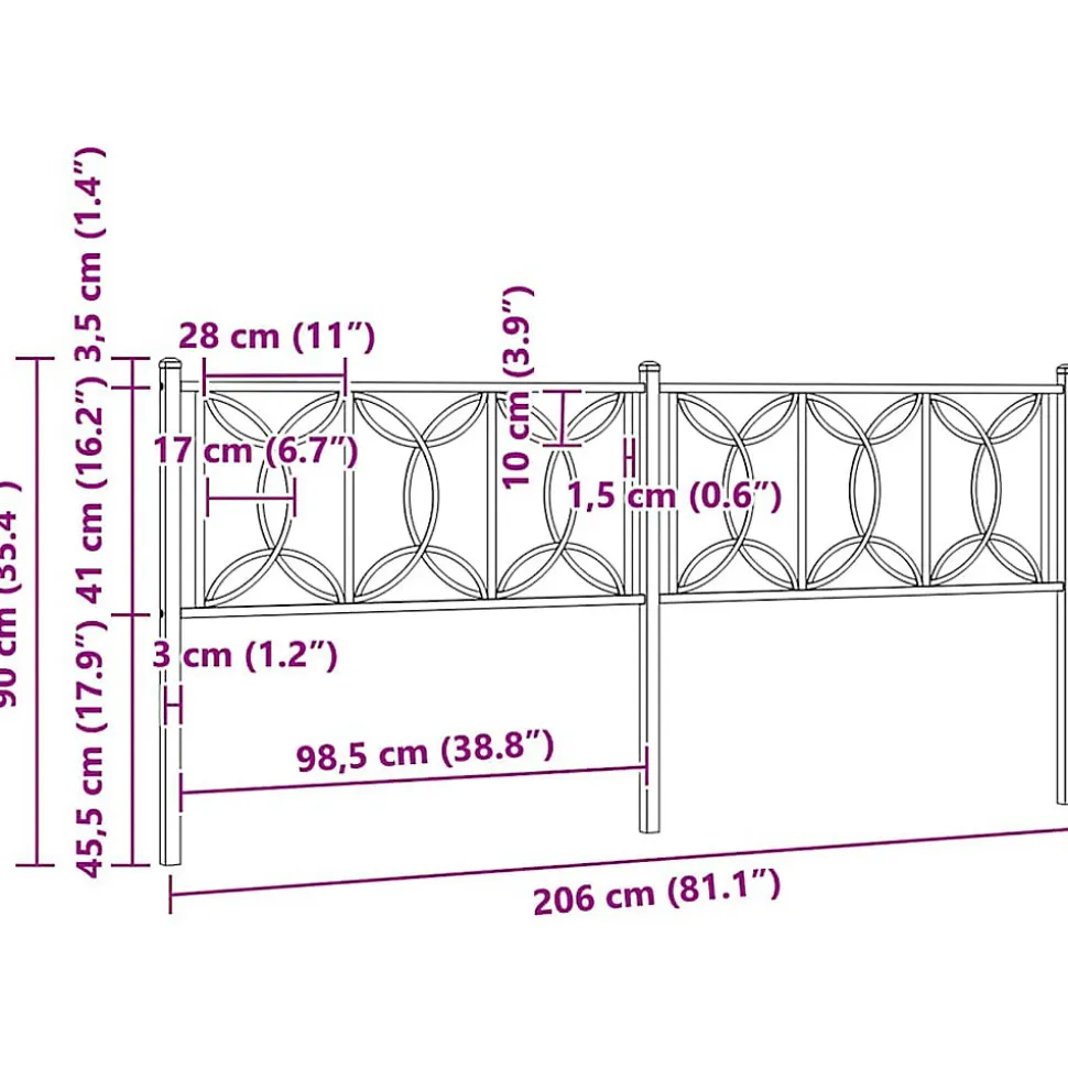 Tête de lit de remplacement métal blanc 200 cm vidaXL
