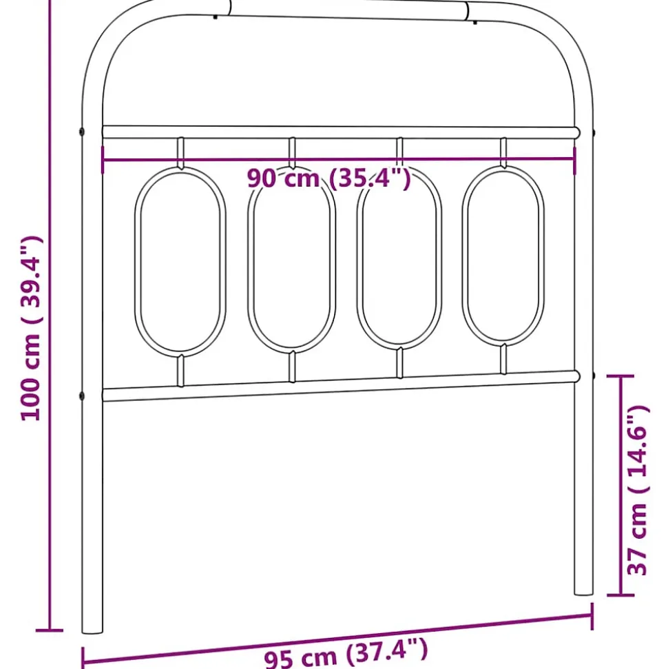 Tête de lit de remplacement métal noir 90 cm vidaXL