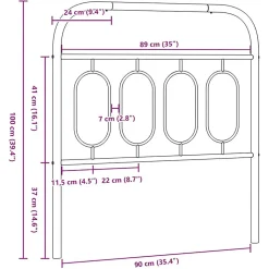 Tête de lit de remplacement métal noir 90 cm vidaXL