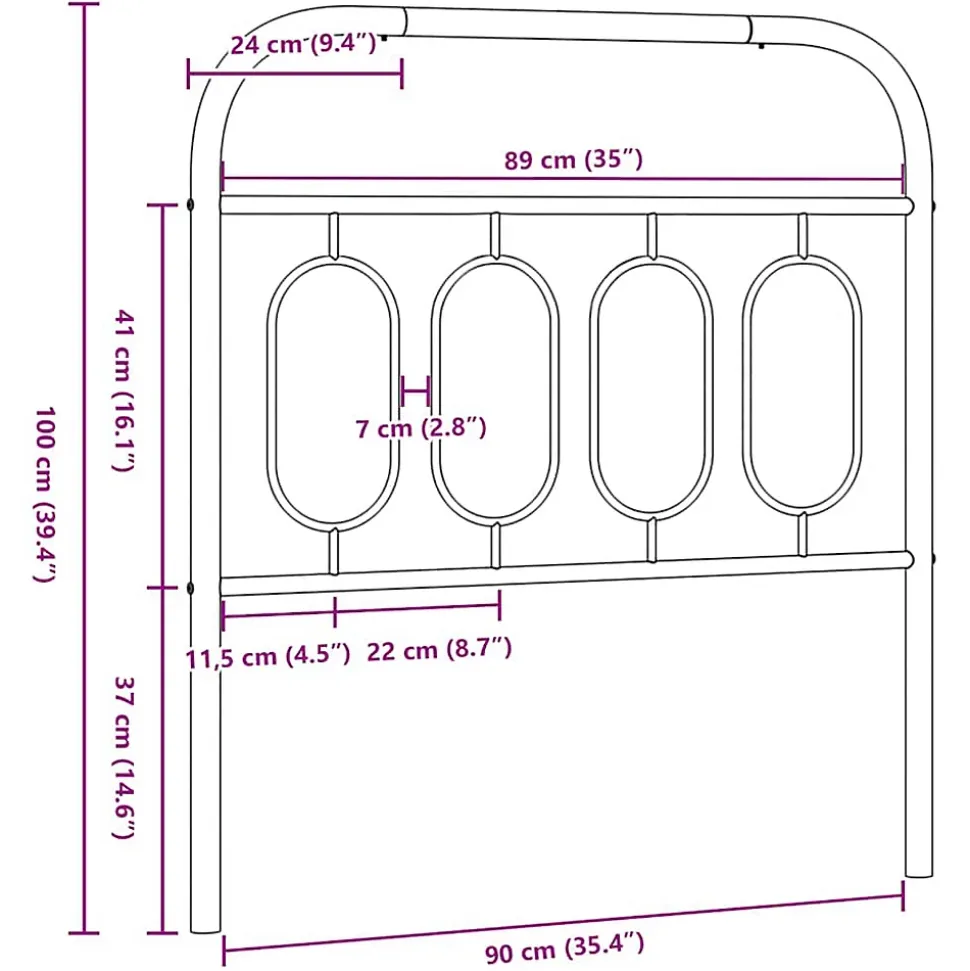 Tête de lit de remplacement métal noir 90 cm vidaXL