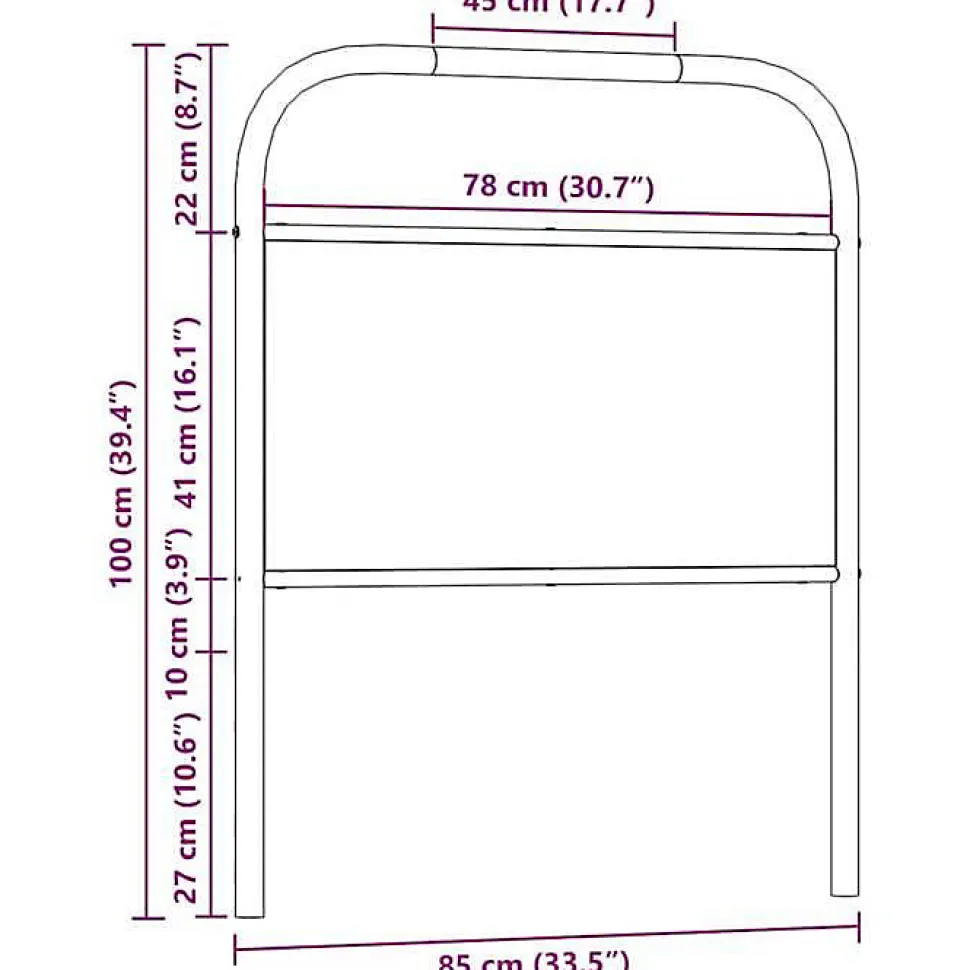 Tête de lit de remplacement chêne fumé 80 cm acier et bois d'ingénierie vidaXL
