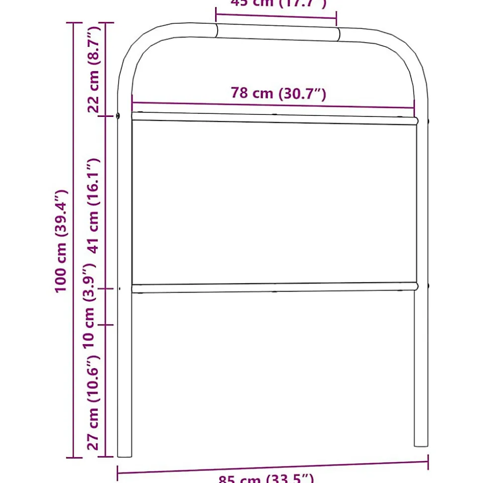 Tête de lit de remplacement chêne fumé 80 cm acier et bois d'ingénierie vidaXL