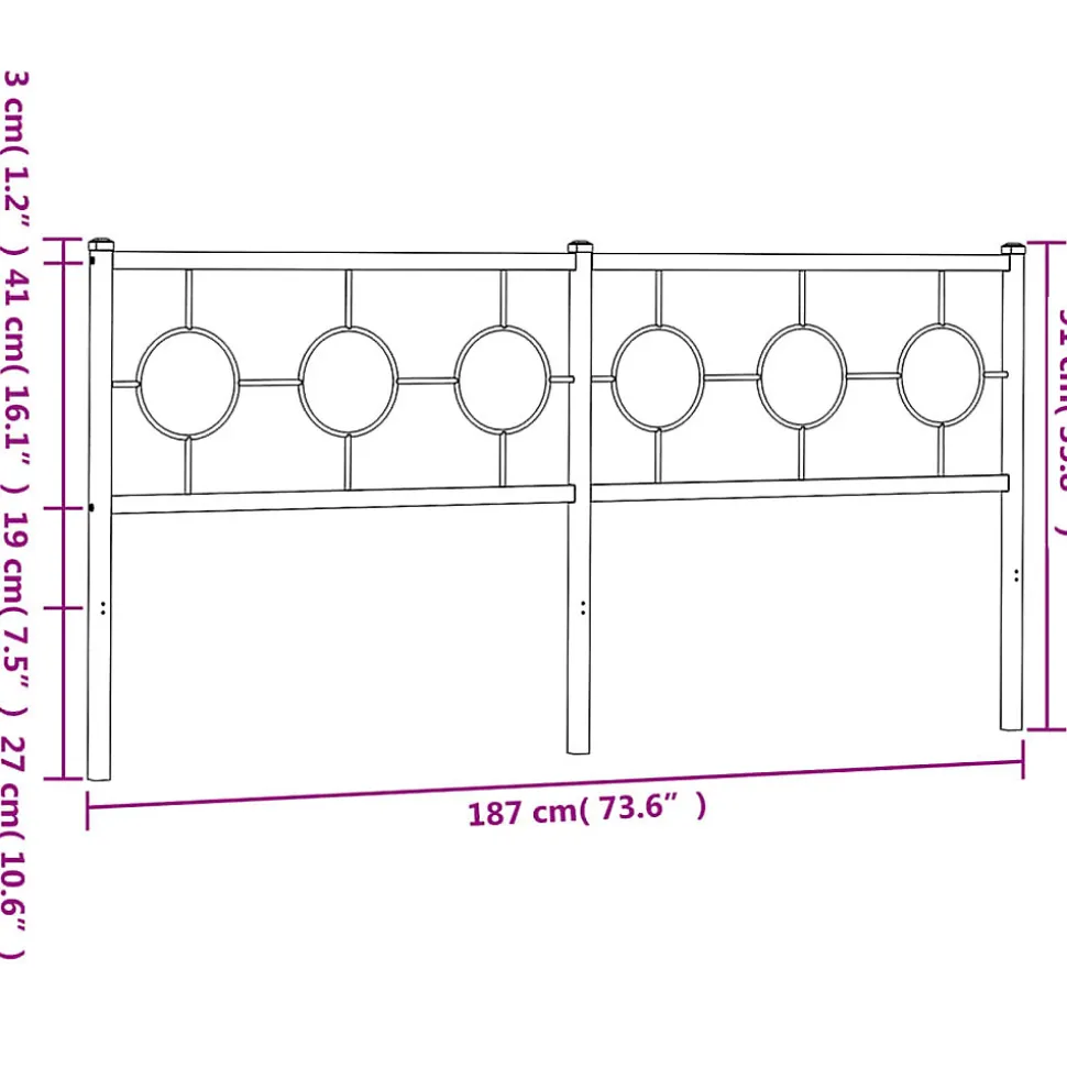 Tête de lit de remplacement métal noir 180 cm vidaXL