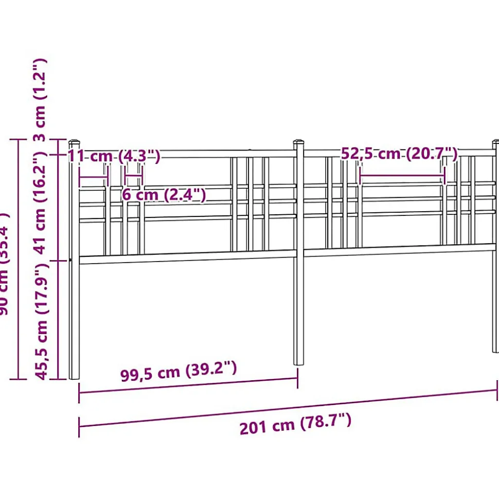 Tête de lit de remplacement métal noir 200 cm vidaXL