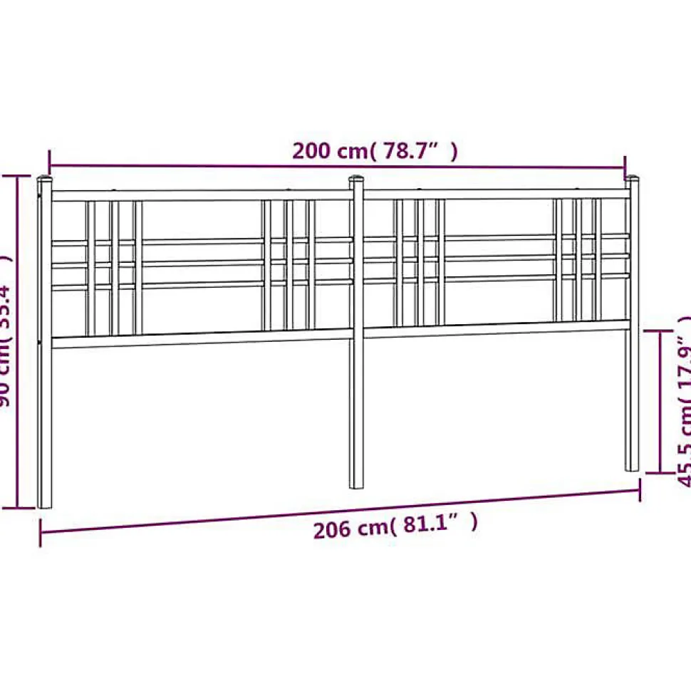 Tête de lit de remplacement métal noir 200 cm vidaXL