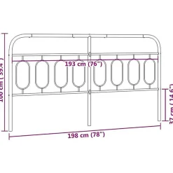 Tête de lit de remplacement métal noir 193 cm vidaXL