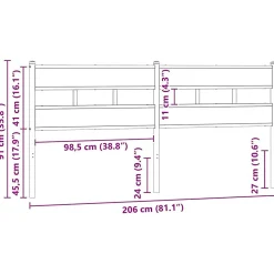 Tête de lit de remplacement chêne marron 200 cm acier et bois d'ingénierie vidaXL