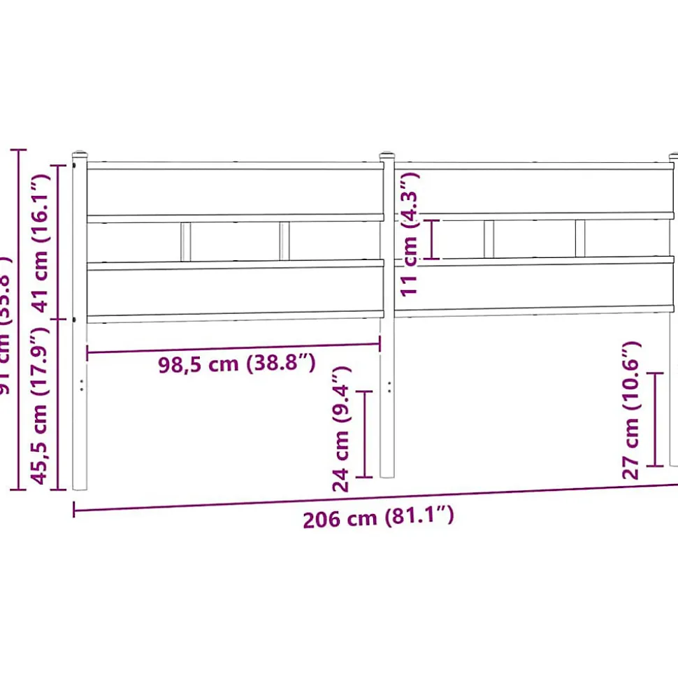 Tête de lit de remplacement chêne marron 200 cm acier et bois d'ingénierie vidaXL
