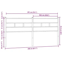 Tête de lit de remplacement chêne marron 200 cm acier et bois d'ingénierie vidaXL