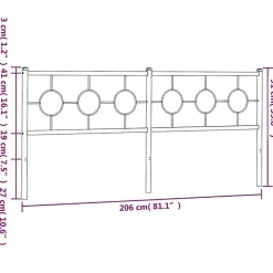 Tête de lit de remplacement métal noir 200 cm vidaXL
