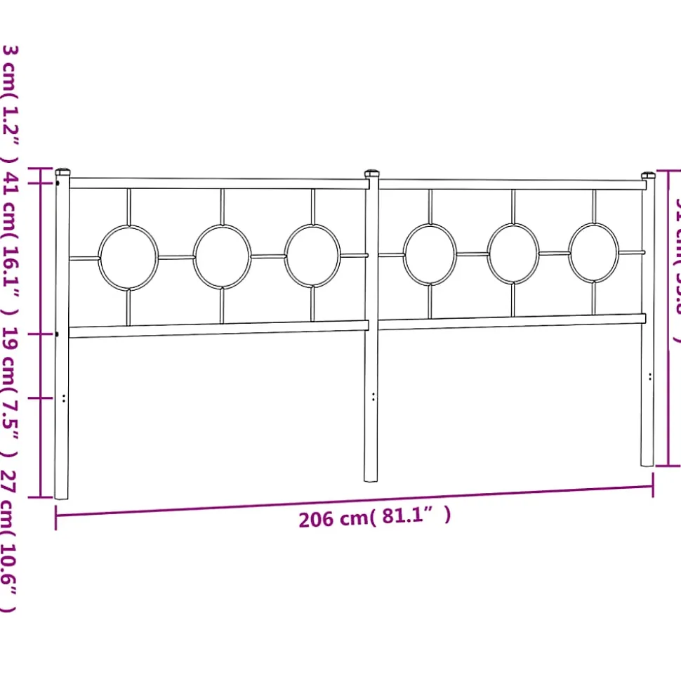 Tête de lit de remplacement métal noir 200 cm vidaXL